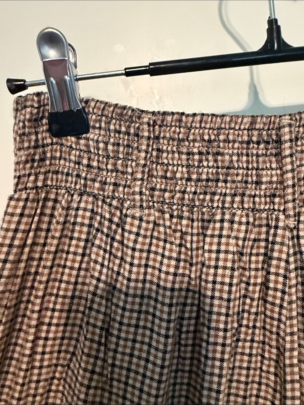 American Eagle Outfitters Brown Plaid Wide-Leg Neutral Academia Trouser Pants - Picture 6 of 10